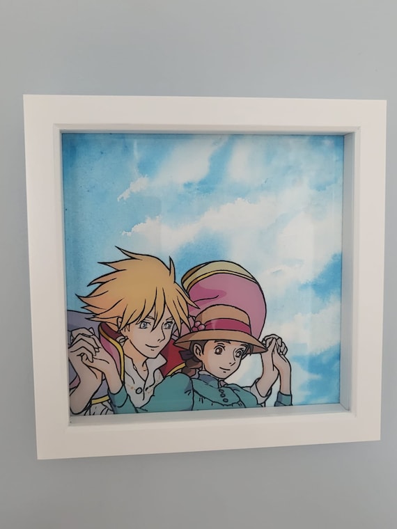 HOWL'S MOVINGCASTLE アクリルアート Hand Painted Howl's Moving Castle Glass Painting: Studio Ghibli