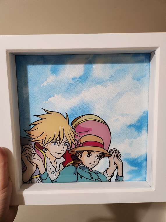 Hand Painted Howl's Moving Castle Glass Painting: Studio Ghibli
