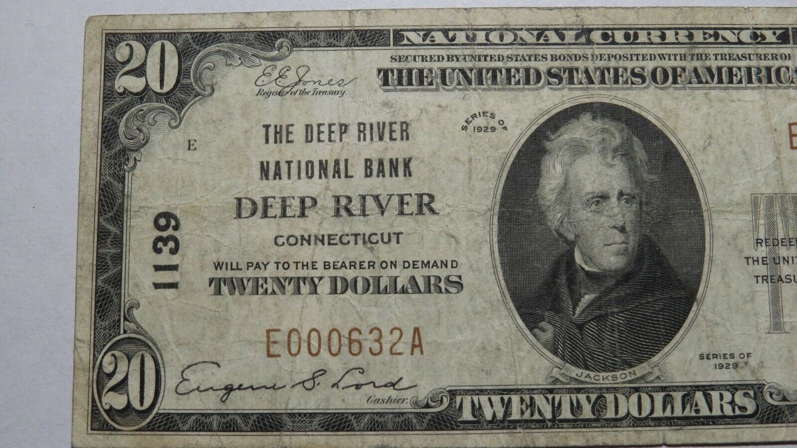 20 1929 Deep River Connecticut CT National Currency Bank Note Etsy