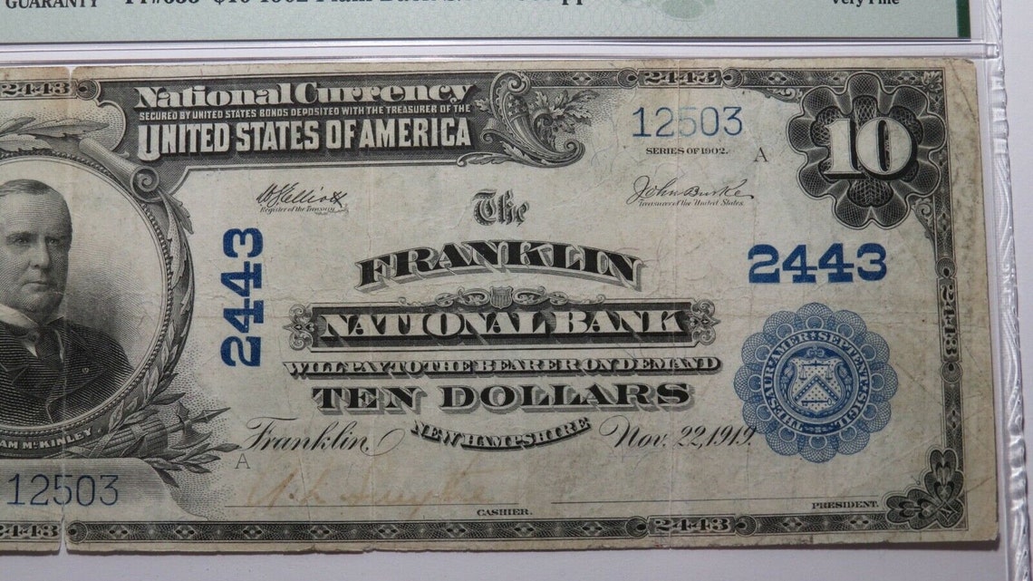 10 1902 Franklin New Hampshire NH National Currency Bank Note Etsy