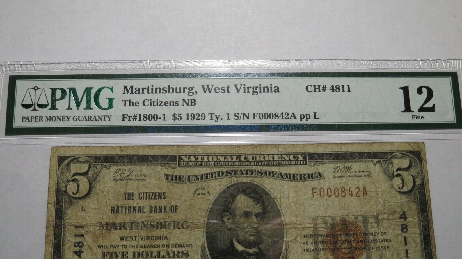 5 1929 Martinsburg West Virginia WV National Currency Bank ...