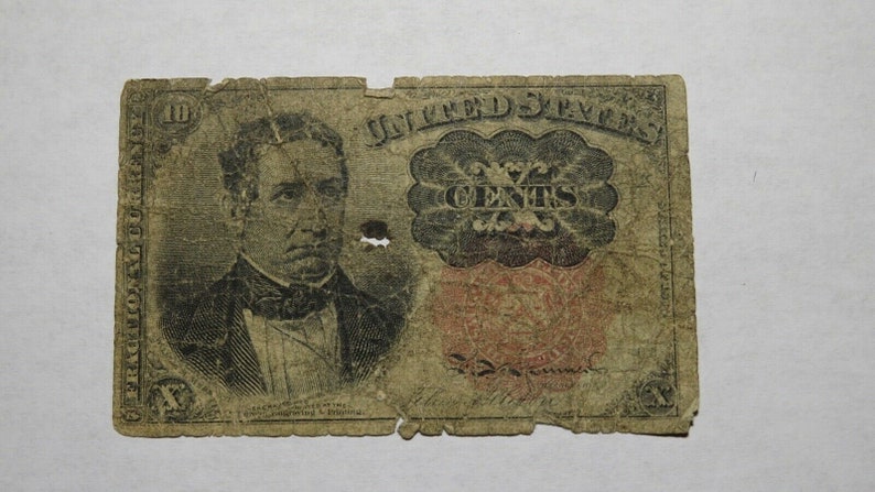 1874 .10 Fifth Issue Fractional Currency Obsolete Bank Note Bill USA