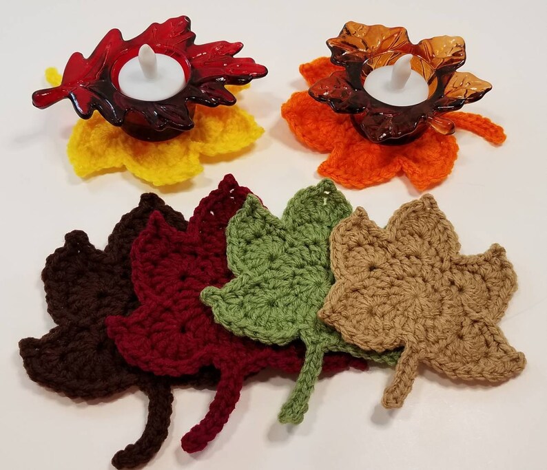 Crochet Fall Leaf Coasters set 6 Fall Decor Autumn coasters Etsy