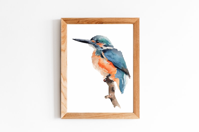 Animal Bird Watercolor Painting Home Decor Wall Art Kingfisher Print