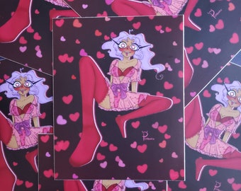 Lewd Valentines Sticker/ Lingerie/ Anime Mädchen/ Vinyl Aufkleber/ Die cut Aufkleber/ Laptop Aufkleber