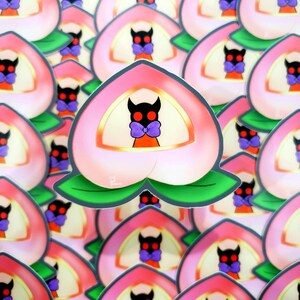 Demon baby in a Peach Vinyl sticker/ Die cut sticker/ Laptop sticker