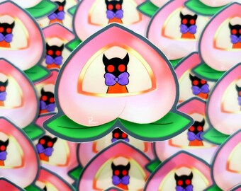 Demon baby in a Peach Vinyl sticker/ Die cut sticker/ Laptop sticker