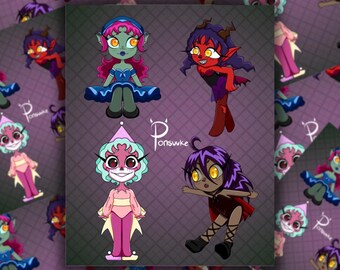 Spooky Chibi Girl Sticker Sheet/ sticker set/ halloween/ laptop sticker