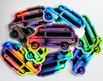 Camping Van | Holographic Sticker | Sticker | iridescent Sticker | Camping Sticker | Holographic