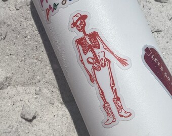 Skeleton Cowboy | Clear Sticker | Cowboy Sticker | Motel Key Sticker | Waterbottle Sticker | Laptop Sticker | Halloween Sticker