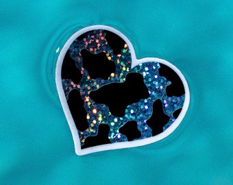 Sparkly Cow Heart  | Bachelorette Party Sticker | Cowboy Sticker | Holographic Sticker | Nashville Austin Bachelorette Party | Cow Sticker