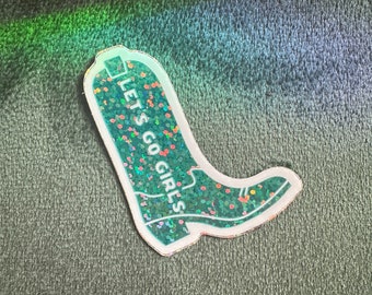 Blue Sparkly Cowboy Boot  | Bachelorette Party Sticker | Cowboy Hat | Holographic | Nashville Austin Bachelorette Party | Let’s Go Girls