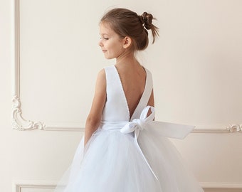 Flower girl dress tulle, Toddler flower girl dress, White flower girl dress, Flower girl dresses