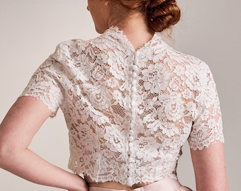 Bridal top separate, Bridal crop top, Wedding top separates, Lace wedding top, White lace top wedding, Wedding crop top