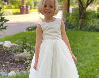 Flower girl dress, Flower girl dress tulle, Flower girl dress white 100% money back guarantee