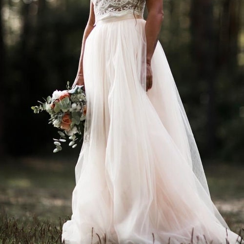Wedding tulle skirt women, Bridal skirt, Soft tulle skirt, Ivory tulle skirt with train
