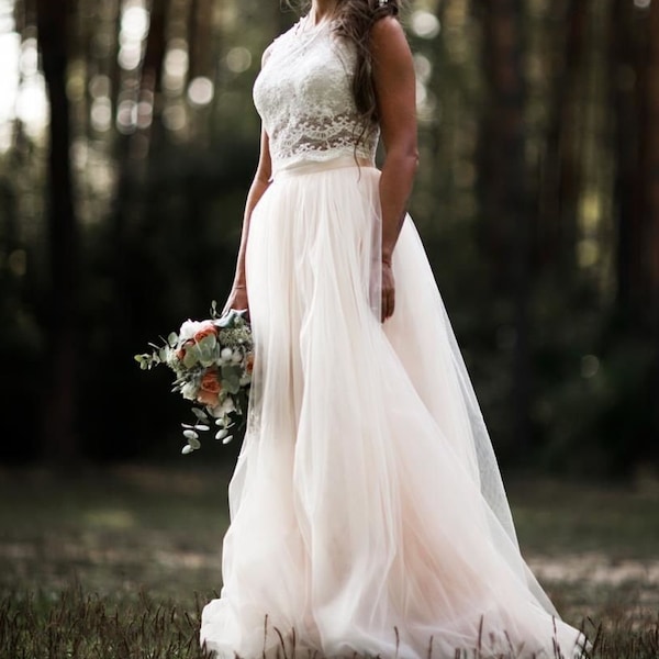 Wedding tulle skirt women, Bridal skirt, Soft tulle skirt, Ivory tulle skirt with train