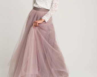 Bridal skirt tulle, Wedding Tulle skirt women, Purple tulle maxi skirt