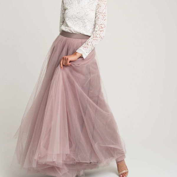 Bridal skirt tulle, Wedding Tulle skirt women, Purple tulle maxi skirt