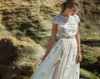 linen hippie wedding dress