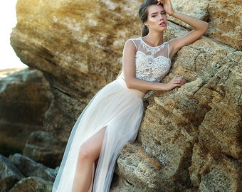 Beach wedding dress, Two piece wedding dress, Lace wedding dress, Unique wedding gown, Sexy wedding dress