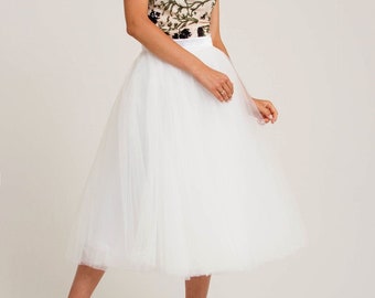 Wedding skirt tulle, Bridesmaid skirt, White tulle skirt women