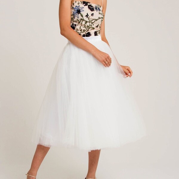 Wedding skirt tulle, Bridesmaid skirt, White tulle skirt women