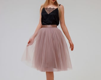 Dusty rose tulle skirt women, Wedding tulle skirt , Bridesmaid skirt, Tutu skirt for women, Fluffy tulle skirt