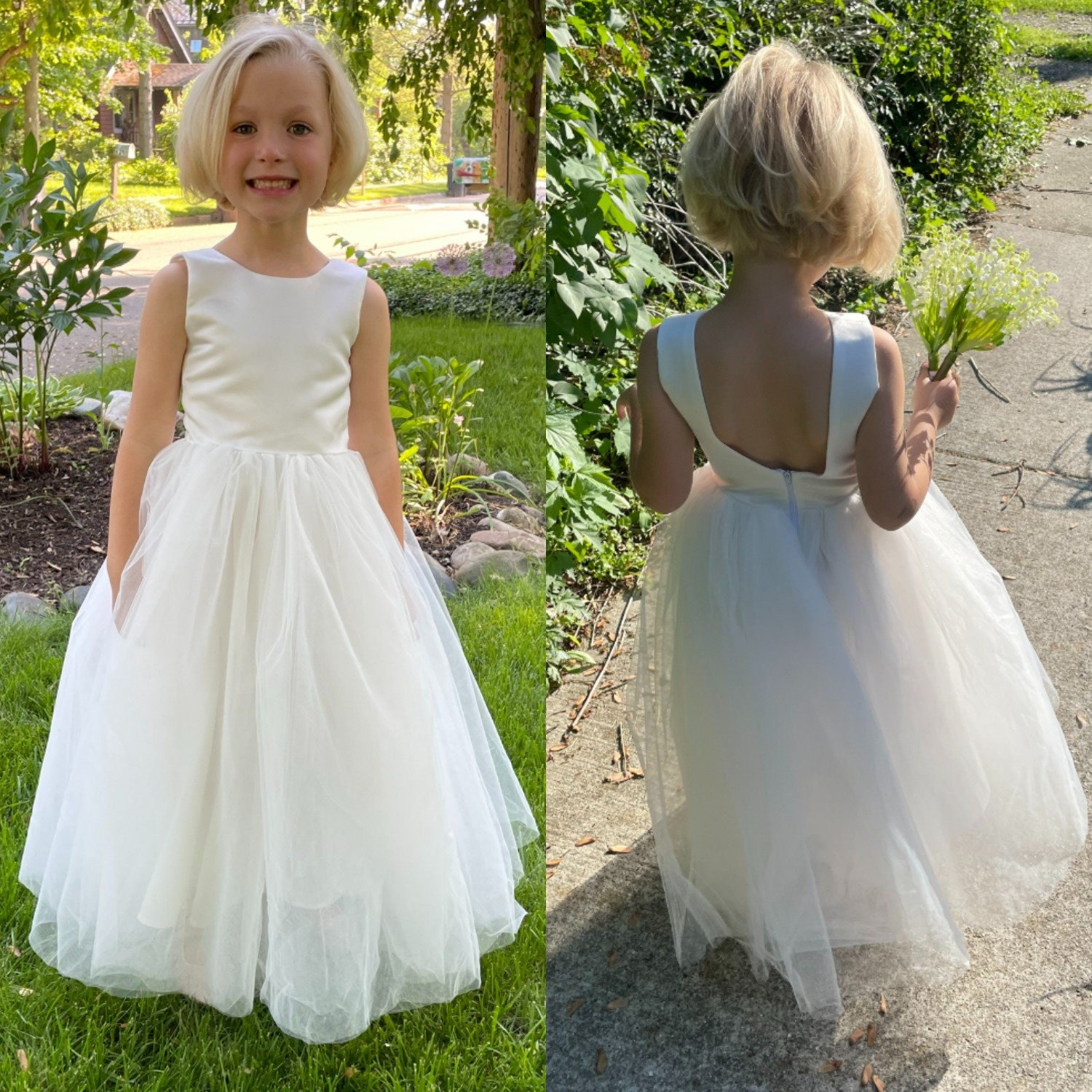 White puffy hotsell flower girl dresses