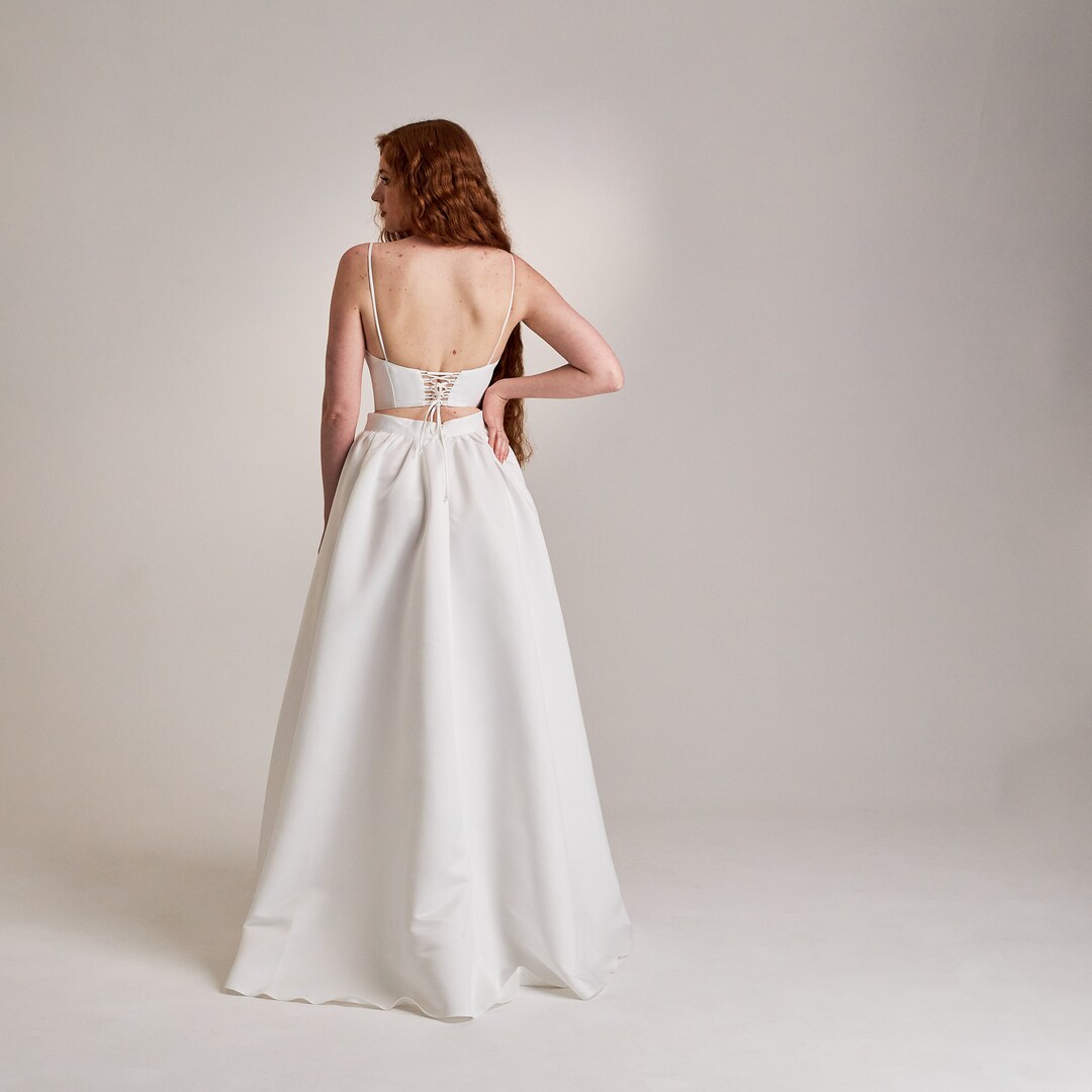 Two Piece Wedding Outfit, Two Piece Wedding Dress Boho, Unique Wedding ...