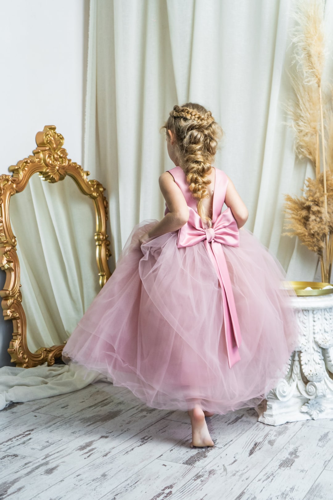 Dusty Pink Flower Girl Dress, Tutu Flower Girl Dress, Party Dress for ...