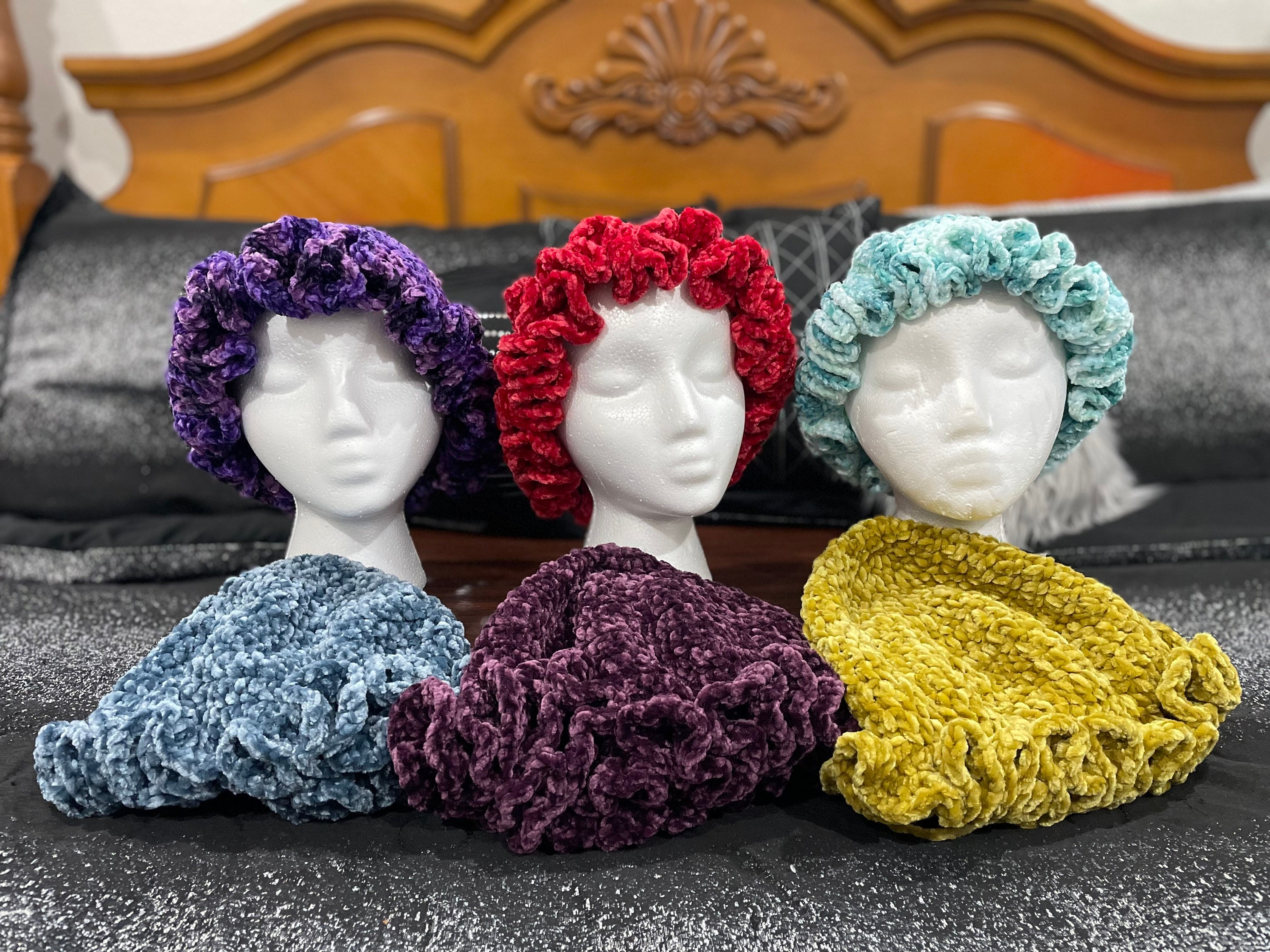Velvet Ruffle Hat and Scarf Set - Etsy display picture 3