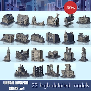 Pack of modern ruins 1  - STL 3D Printing
