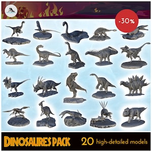 Dinosaur miniatures pack - STL 3D Printing Prehistoric animal HD Paleoart
