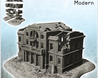 Destroyed public building - STL 3D Printing Printer Miniatures Tabletop Cold Era Modern Warfare Conflict World War 3 WW2 Stalingrad Urban