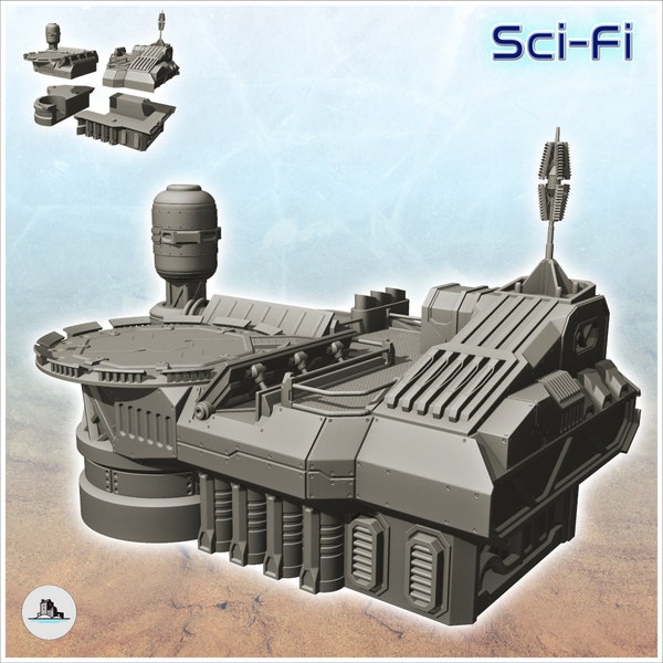 Reinforced command base with landing platform (7) - Scenery BattleTech MechWarrior Scifi Science fiction SF 40k Grimdark