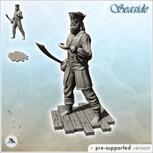 Pirate captain with hook and eye with sword (6) - STL 3D Printing Pirate Jungle Island Beach Piracy Caribbean Medieval