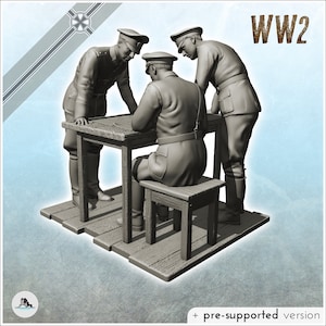Deutscher Generalstab um einen Tisch mit Karte - STL 3D Druck SGM Front Zweiter Weltkrieg Deutschdeutschland Bolt Action Axis