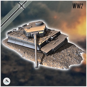 Destroyed German Panzer VI Tiger I Ausf. E tank - STL 3D Printing World War Two Second German tank Germany Konlfikt 47