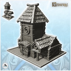 Medieval wooden building with support column - STL 3D Print Dark Gothic Feudal Old Saga DnD Mini Arkham RPG Frostgrave Malifaux DBA
