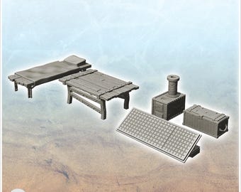 Set of post-apocalyptic metal furnitures (2) - STL 3D Printing Science Fiction Future Space