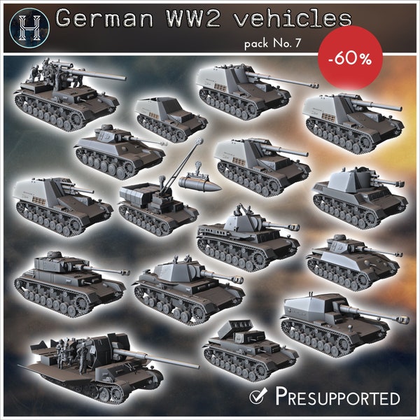 German WW2 vehicles pack (Panzer IV variants No. 3) - STL 3D Printing World War Two Second German tank Germany Konlfikt 47