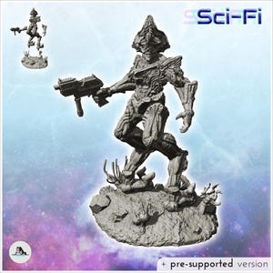 Alien warrior with alien plants and assault rifle (1) - STL 3D Printing Post-apo apocalypse SF Sci-Fi Star Cyberpunk Future Space Cyborg