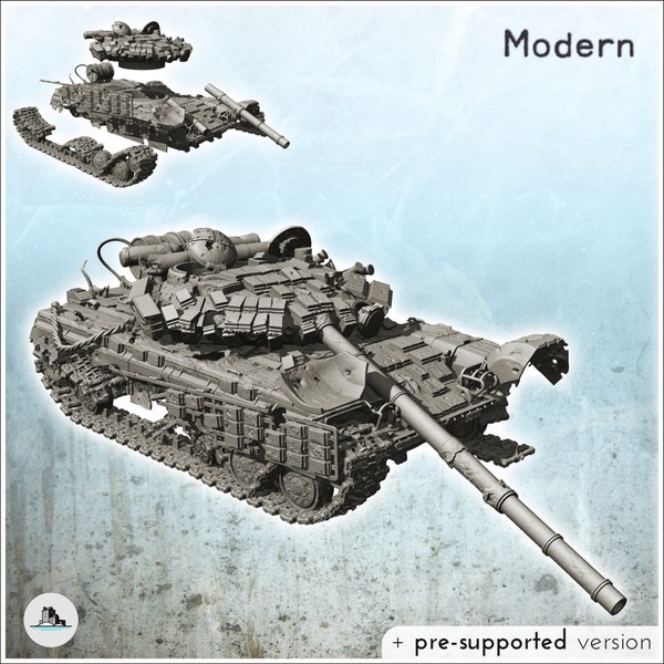 Carcass of Soviet Russian T-64 BV tank (4) - USSR STL 3D Printing Printer Miniatures Tabletop Cold Era Modern Warfare Conflict World War 3