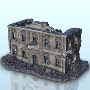 Destroyed floored urban building 21 - STL 3D Printing scenery terrain architecture Bolt Action Flames of War