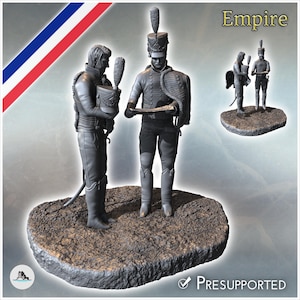 Officiers napoléoniens français avec carte 6 - STL Impression 3D Imprimante Miniature Décor Ere Guerre impériale Grande Armée Russie Leipzai