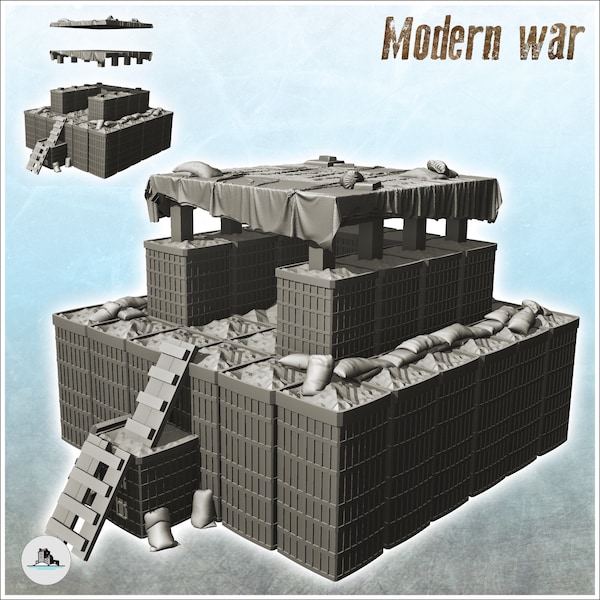 Fortified shooting range with hesco - STL 3D Printing Printer Miniatures Tabletop Cold Era Modern Warfare Conflict World War 3