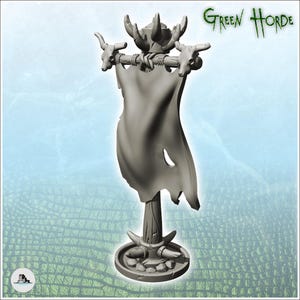 Orc target marker with flag and skulls (2) - STL 3D Printing Ork Green Horde Fantasy Beast Chaos Demon Ogre