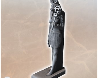Egyptian Goddess Bastet Statue Standing (1) - Egypt Ancient Old Desert Arid Africa RPG 28mm 15mm DnD D&D