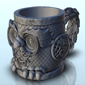 Owl dice mug (20) - 3D STL Printing Print Model Digital SLA FDM Prusa Anycubic